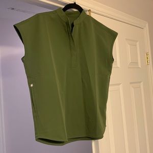 FIGS DARK OLIVE SCRUB TOP. NEVER WORN. NEW WITH TAGS!